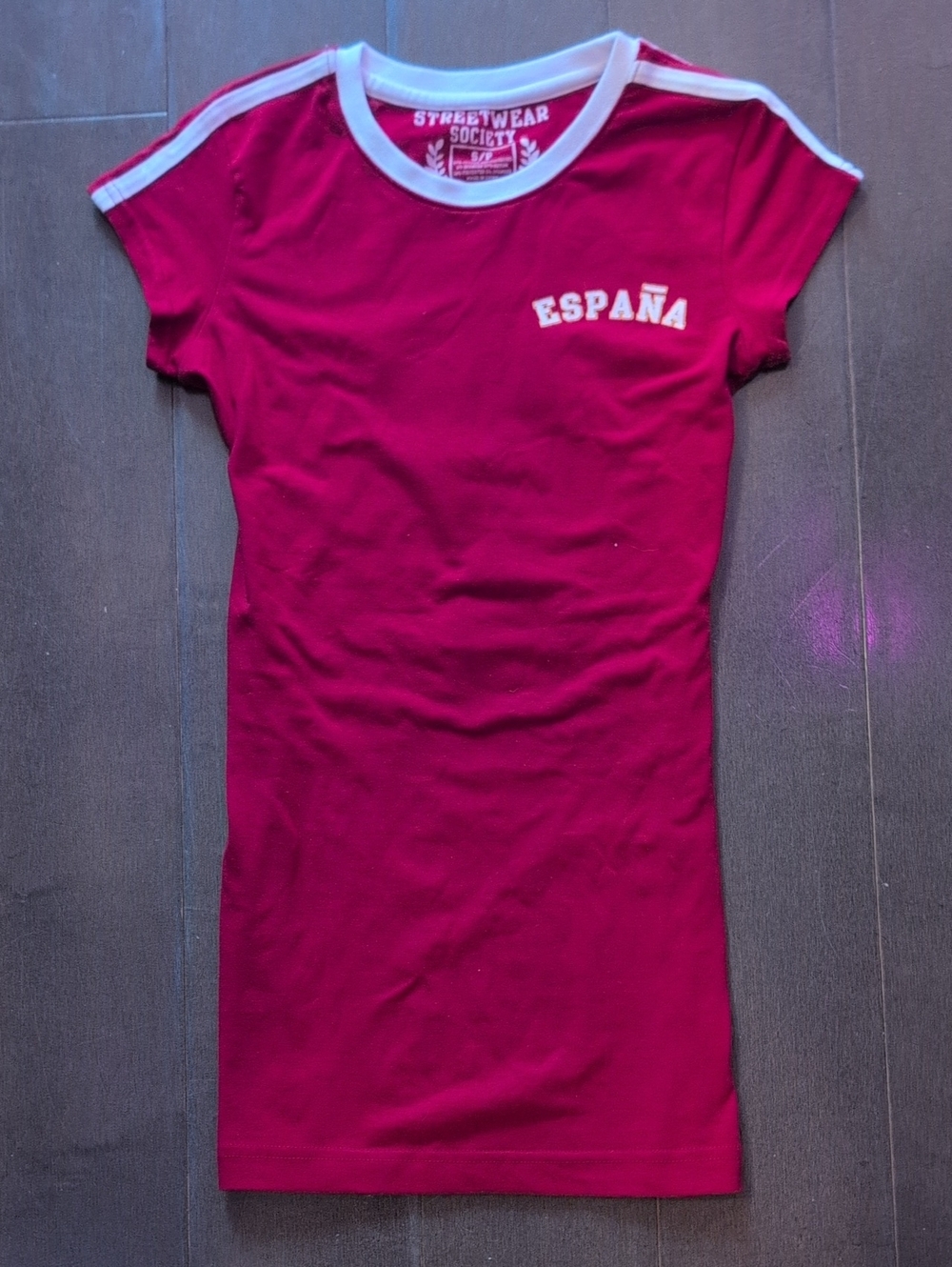 España Tee in Red with White Trim